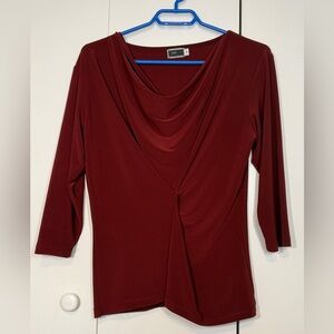 Sympli Elegant Burgundy/Red Wine Color Drape Top